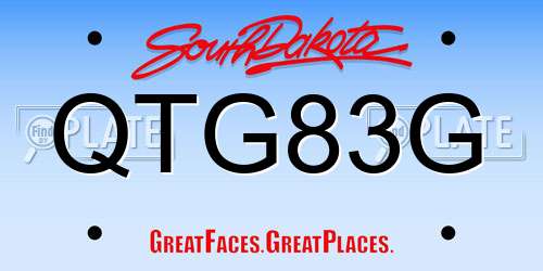 QTG83G South Dakota License Plate