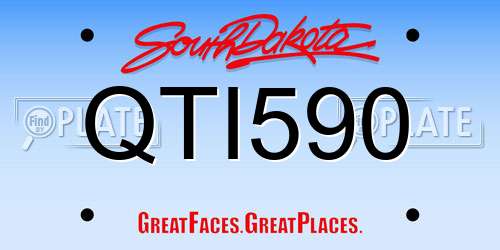 QTI590 South Dakota License Plate