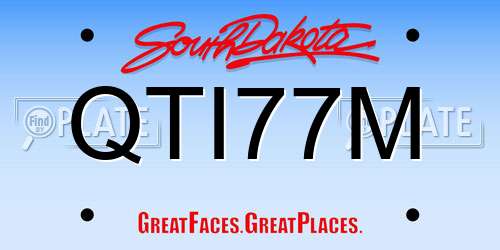 QTI77M South Dakota License Plate