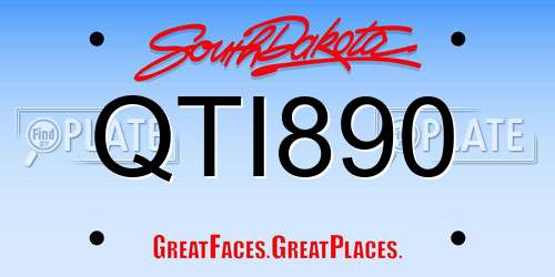 QTI890 South Dakota License Plate