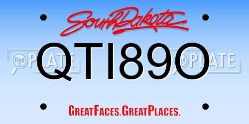 QTI89O South Dakota License Plate