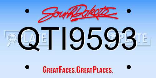 QTI9593 South Dakota License Plate