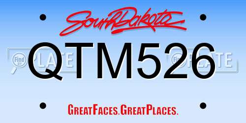 QTM526 South Dakota License Plate