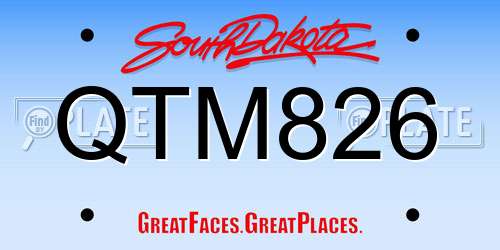 QTM826 South Dakota License Plate