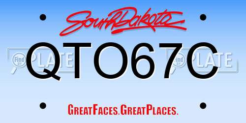 QTO67C South Dakota License Plate