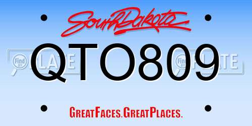 QTO809 South Dakota License Plate