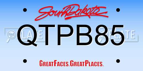QTPB85 South Dakota License Plate