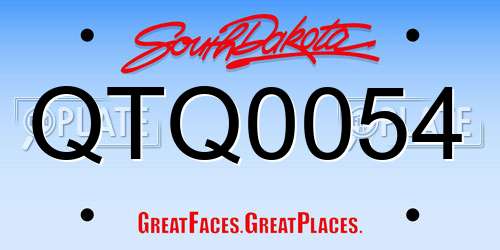 QTQ0054 South Dakota License Plate