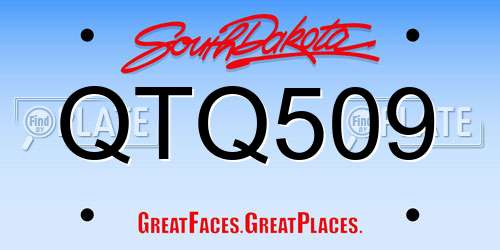 QTQ509 South Dakota License Plate