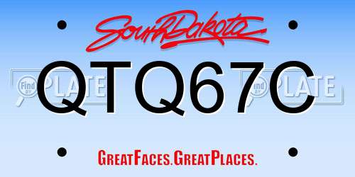 QTQ67C South Dakota License Plate