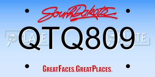QTQ809 South Dakota License Plate