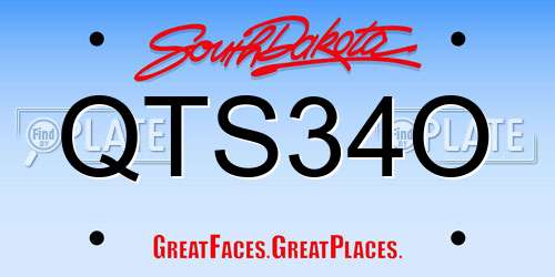 QTS34O South Dakota License Plate