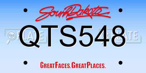 QTS548 South Dakota License Plate