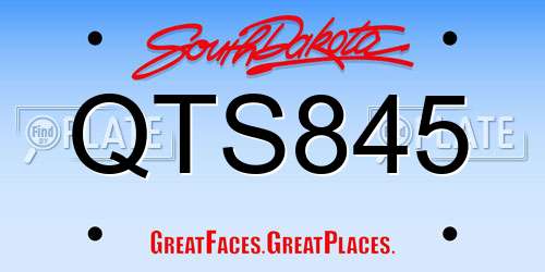 QTS845 South Dakota License Plate