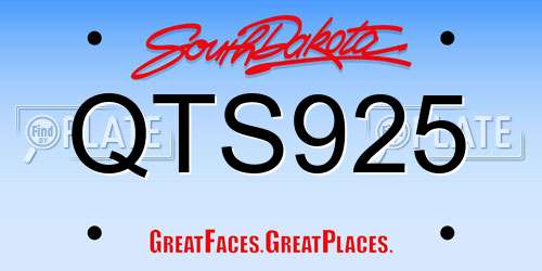 QTS925 South Dakota License Plate