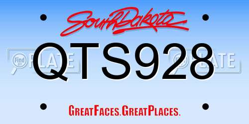 QTS928 South Dakota License Plate