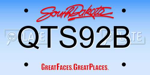 QTS92B South Dakota License Plate