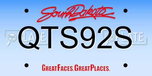 QTS92S South Dakota License Plate
