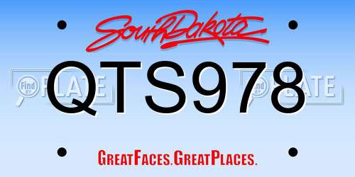 QTS978 South Dakota License Plate