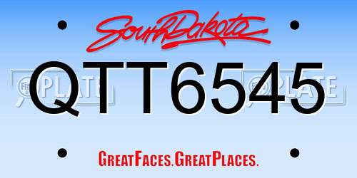 QTT6545 South Dakota License Plate