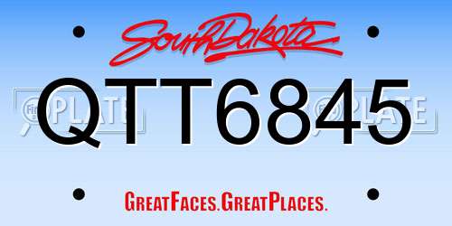 QTT6845 South Dakota License Plate