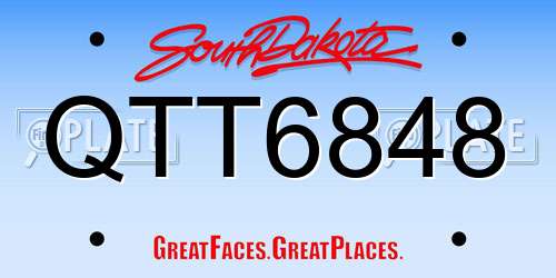 QTT6848 South Dakota License Plate