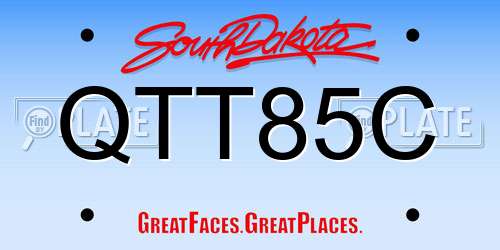 QTT85C South Dakota License Plate