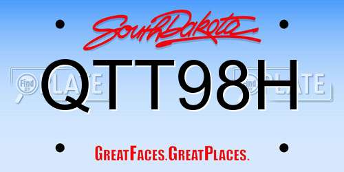 QTT98H South Dakota License Plate