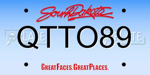 QTTO89 South Dakota License Plate