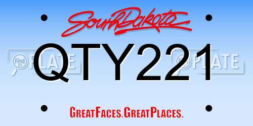 QTY221 South Dakota License Plate
