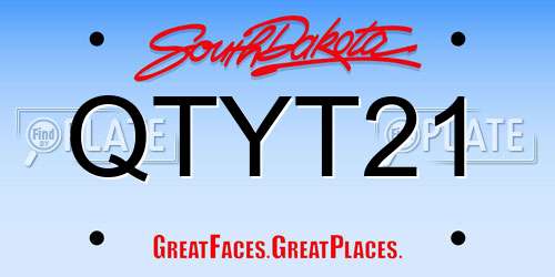 QTYT21 South Dakota License Plate