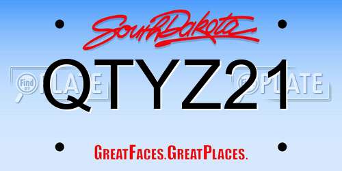 QTYZ21 South Dakota License Plate