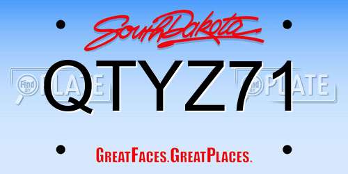 QTYZ71 South Dakota License Plate
