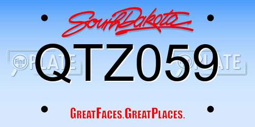 QTZ059 South Dakota License Plate