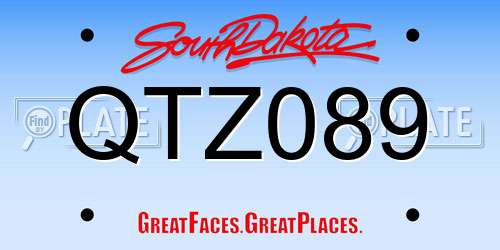 QTZ089 South Dakota License Plate