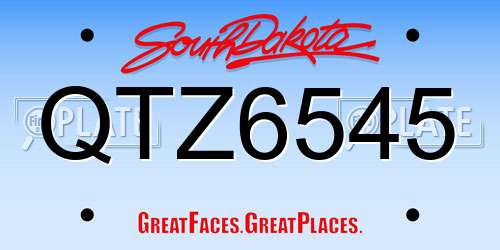 QTZ6545 South Dakota License Plate