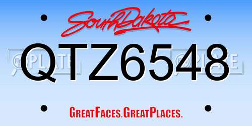 QTZ6548 South Dakota License Plate
