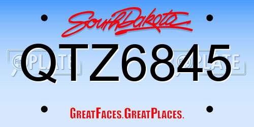 QTZ6845 South Dakota License Plate
