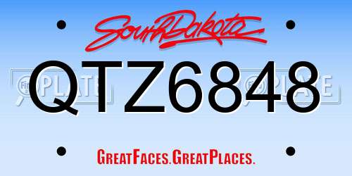 QTZ6848 South Dakota License Plate