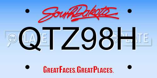 QTZ98H South Dakota License Plate