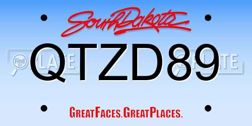 QTZD89 South Dakota License Plate