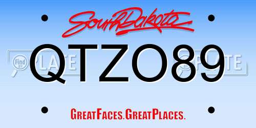 QTZO89 South Dakota License Plate