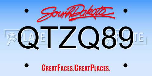 QTZQ89 South Dakota License Plate