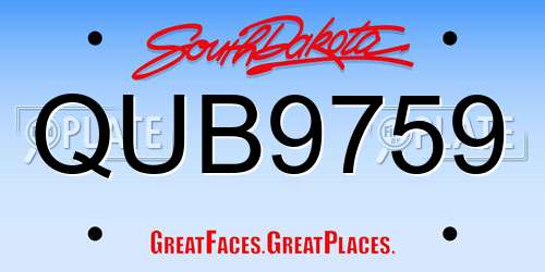QUB9759 South Dakota License Plate