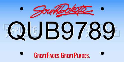 QUB9789 South Dakota License Plate