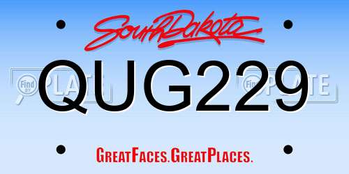 QUG229 South Dakota License Plate