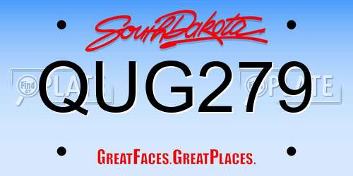 QUG279 South Dakota License Plate