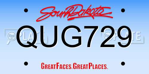 QUG729 South Dakota License Plate