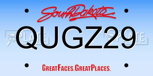 QUGZ29 South Dakota License Plate
