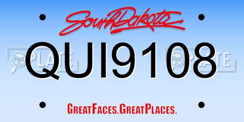 QUI9108 South Dakota License Plate